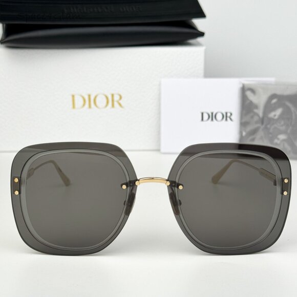 Dior Women Sunglasses Gold Smoke Square Oversized ULTRADIOR SU B0A0 BRAND NEW - Picture 3 of 12